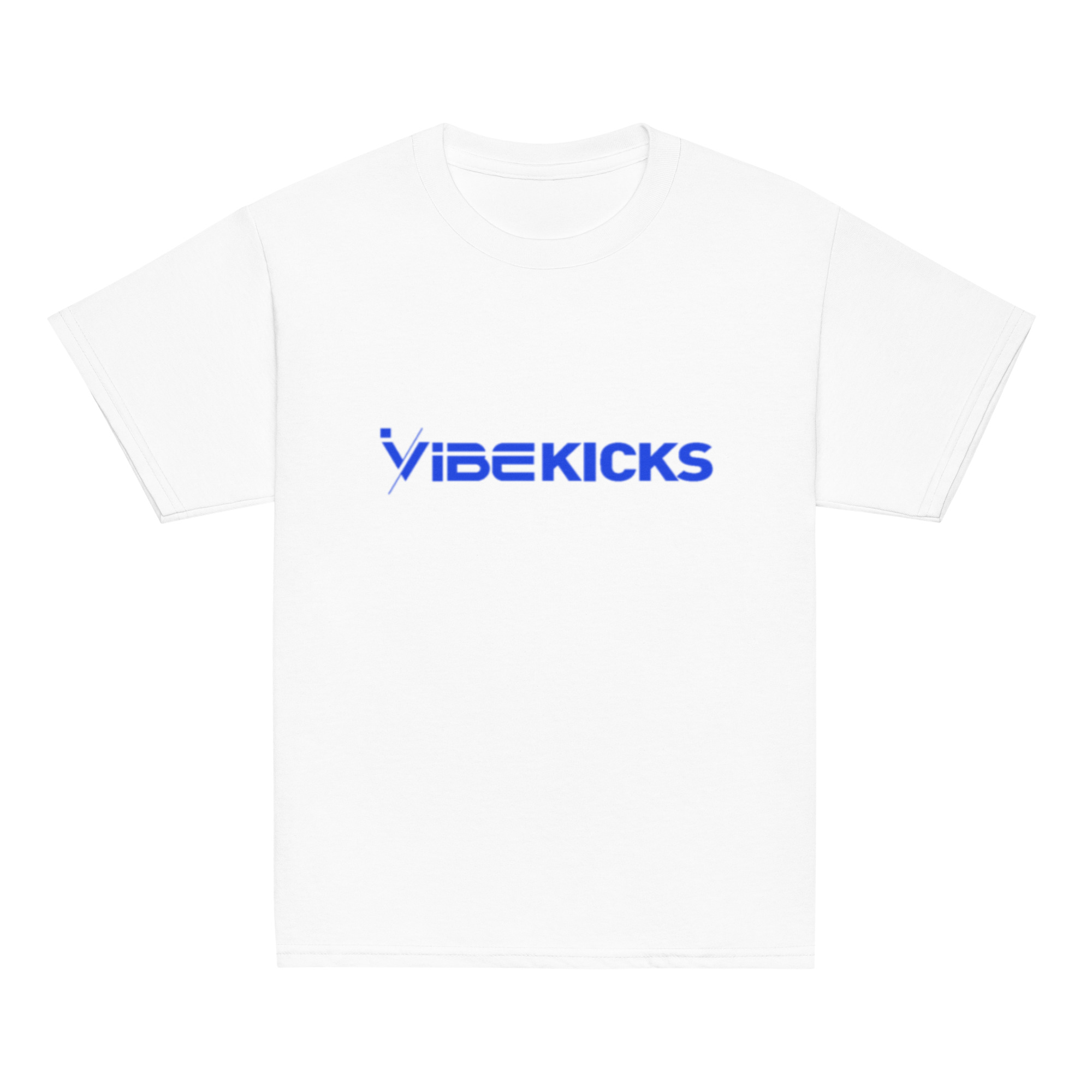iVibeKicks – Youth Short Sleeve T-Shirt | White/Blue