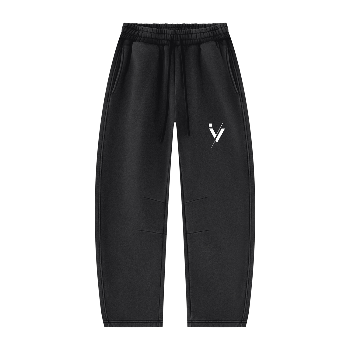 iVibeKicks Vintage Wash Barrel Leg Fleece Sweatpants - Black